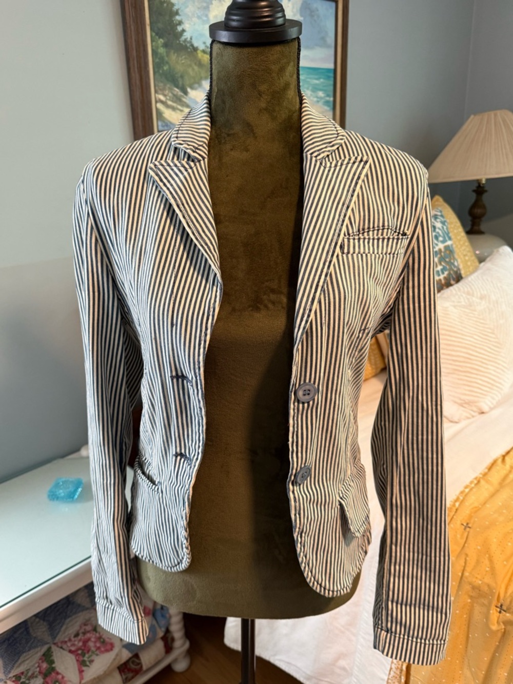 HUGO Black and White Striped Women's Blazer US Size 4